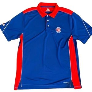 MAJESTIC MLB Chicago Cubs‎ Polo Royal Blue Red Performance Shirt Size XL